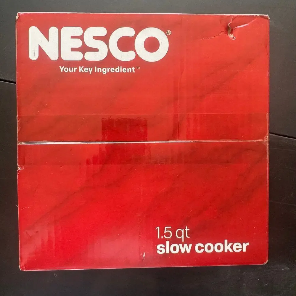 NWT NESCO 1.5QT Oval Slow Cooker Metallic Red Dishwasher Safe Ceramic Pot